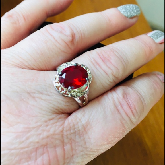 Sterling Silver July Ruby Birthstone Ring - Picture 3 of 3